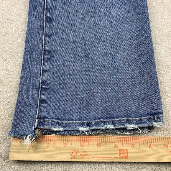 Good American Jeans Womens 15 Blue Wide Flare Leg Distressed Stretch Denim - Picture 14 of 15